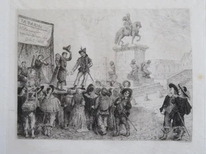Georges SAUVAGE EAU FORTE DINER ECLECTIQUES TABARIN MAGIE SPECTACLE PARIS 1883 - Imagen 1 de 4