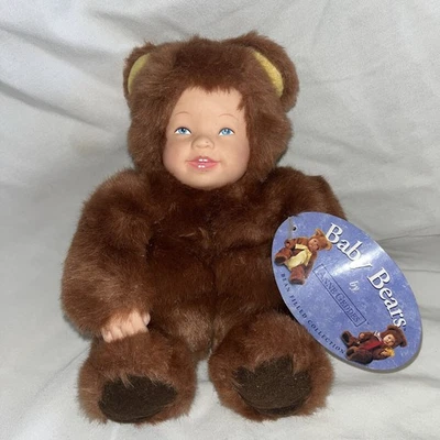 Muñeca de peluche vintage Anne Geddes Baby Bear llena de frijoles colección 1997 8" Foto 1 de 4