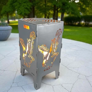 Feuerkorb mit Grillrost Motiv Adler hochwertig 38x75cm 3mm Stahl Feuerstelle neu - Bild 1 von 12