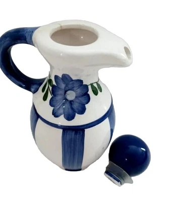 Oil Vinegar Hand Painted Pitcher Jar 5" tall decorative purpose only - Image 1 of 3