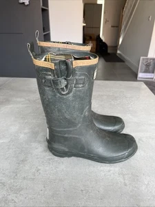 Barbour Simonside Kids Wellies Black Green size 3 - Picture 1 of 10