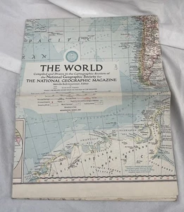 Vintage National Geographic Map The World March 1957 - Imagen 1 de 5