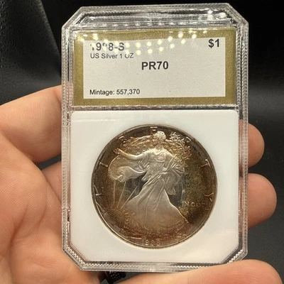 1988-S American Silver Eagle Phenomenal Artistic Toning PCI Proof 70 Beautiful - Image 1 of 4