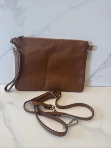 Mela D’Oro Leather Shoulder Bag Clutch Purse 9959 17 Cuoio Brown 10”x7” NEW - Picture 1 of 11