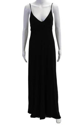 Maxi vestido sin mangas Scoop para mujer negro rayón cuello en V sin mangas talla S Foto 1 de 4