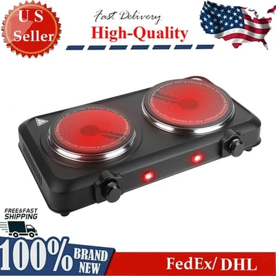 Infrared Double Burner Electric Cooktop - 1800W Portable Stove for Dorm - Image 1 of 4