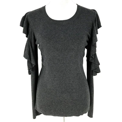 Suéter Max Studio Mujer Medio Gris Oscuro Tejido Mangas Volantes Hombro Frío Foto 1 de 4