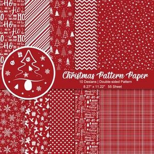 Juego de 55 Hojas de Papel Patrón Feliz Navidad Papel Decorativo para Hacer Tarjetas Scr - Imagen 1 de 7