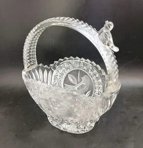 Hofbauer The Byrdes Collection 6.5" Cut Glass Basket Bird on Handle Germany OBO - Picture 1 of 9