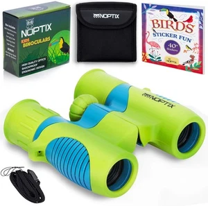 Binoculars for Kids, Girls or Boys Real Kids in Vibrant Green Blue - Picture 1 of 9
