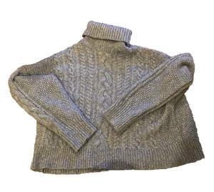 J Crew Damen Pullover blau Rollkragen Zopfmuster MED Langarm Wollmischung - Bild 1 von 9