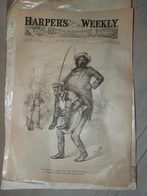 1886 Harpers Weekly - Nast - Trade Unions suffer under Agitators- Original print - Image 1 of 4