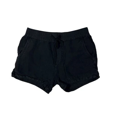 Shorts James Perse feminino fácil mistura de linho cordão preto tamanho 1 3,5” costura interna - Imagem 1 de 4