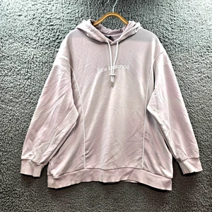 New Balance Womens Jumper Size L Soft Purple White Long Sleeve Hooded Oversize - Afbeelding 1 van 14