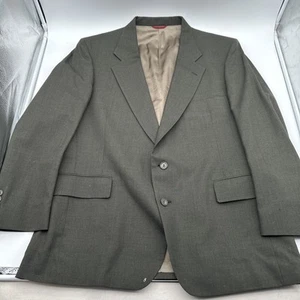 Jos A Bank Blazer Mens 46R Green Navy 100% Wool Sports Coat Pants 2 Button Up - Picture 1 of 23