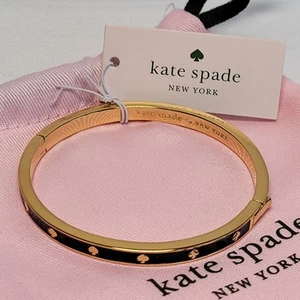 Kate Spade Bracelet Spot the Spade Black Enamel Gold Tone NEW w TAGS + BAG - Picture 1 of 6