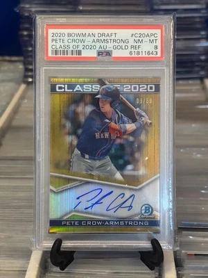 2020 Bowman Draft Pete Crow-Armstrong Class of 2020 Gold Auto /50 PSA 8 - Image 1 of 2