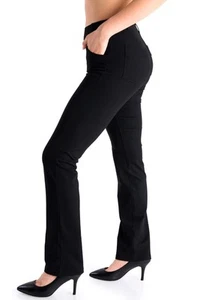 ,4 Pockets/Belt Loops,Women's Straight Leg Yoga Dress Pant Work Pants Office ... - Picture 1 of 6