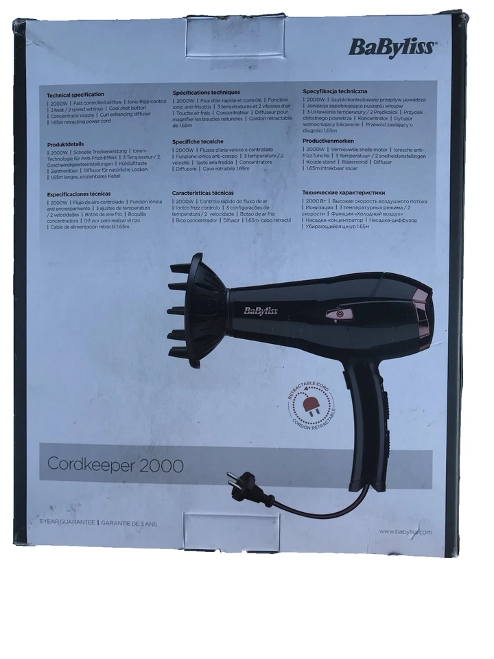 Secador de pelo Babyliss Cordkeeper 2000 D374DE Foto 1 de 4