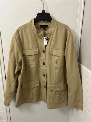 Chaqueta Talbots para mujer 2X color caqui tostado utilitario tareas de granero abotonada L/S precio de venta sugerido por el fabricante $159 Foto 1 de 4