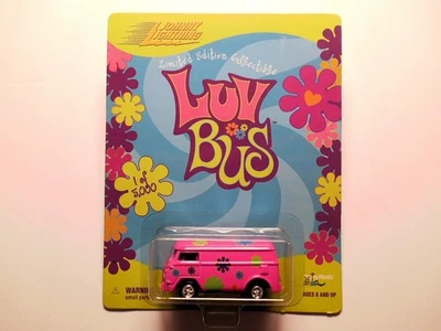 DAN'S DIECAST LUV BUS PINK 1965 VOLKSWAGEN TRANSPORTER VAN BY JOHNNY LIGHTNING - Image 1 of 3