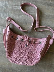 Bandolera Free People Cabana Cuero Vegano Rafia Vintage Rosa Excelente - Imagen 1 de 15