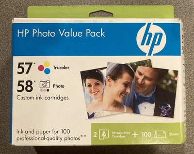 HP Photo Value Pack - 57 and 58 ink cartridges + 100 sheet photo paper - Image 1 of 4