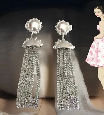 Brincos Kendra Scott Sienna Sun Tassel Statement, Silvertone, Novo com etiquetas $98 - Imagem 1 de 4