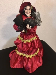 HALLOWEEN WITCH DOLL SHELF SITTER FANCY DRESS MANTEL TABLETOP DECOR - Picture 1 of 9