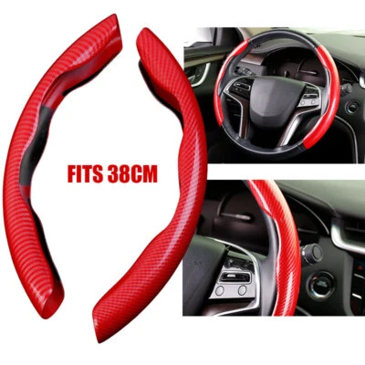 Carbon Fiber Red Car Steering Wheel Booster Cover Non-Slip Accessories For BMW - Image 1 of 4