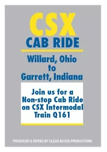 CSX Cab Ride Willard OH to Garrett IN DVD AC6000 Q161 Indiana Attica Jct CR - Foto 1 di 1
