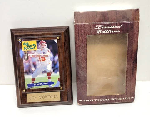 LIMITED EDITION VINTAGE SPORTS PLAQUES JOE MONTANA CHIEFS 4 X 6 - SEE BOX - U Cover