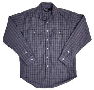 VTG Polo Ralph Lauren G.I. Shirt Mens Sz SM 90s Cotton Plaid Button Front Blue - Picture 1 of 8