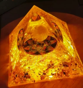 Organite Tiger Eye and Rutilated Quartz 2” Pyramid (P12) - Picture 1 of 1