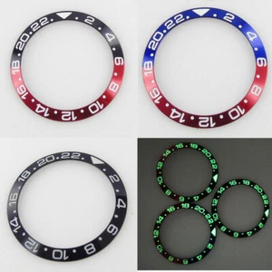 38mm Negro Azul Rojo Aleación Luminosa Bisel Inserto para 40mm SUB Bliger Reloj Hombre - Imagen 1 de 9