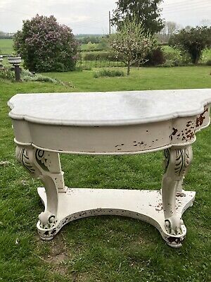 Antique Scallop Shaped Marble Topped Wash Stand Console Table Renovation Project • 50£