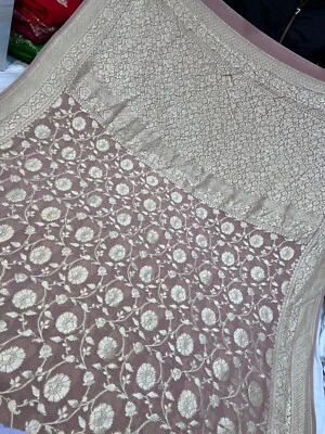 silk saree with stitched blouse pure silk chiffon Georgette premium luxury colle - Image 1 of 4