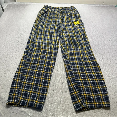 Michigan Wolverines Sideline Apparel Sleepwear Pants Mens Medium M Blue Plaid Cover