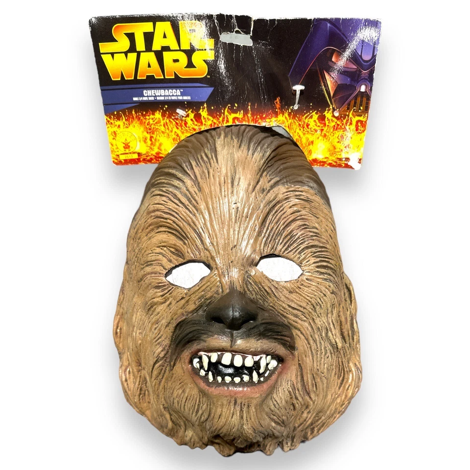 Rubies 2005 Vinyl Chewie Starwars Chewbacca Pullover Full Face Mask Deadstock - Image 1 of 3