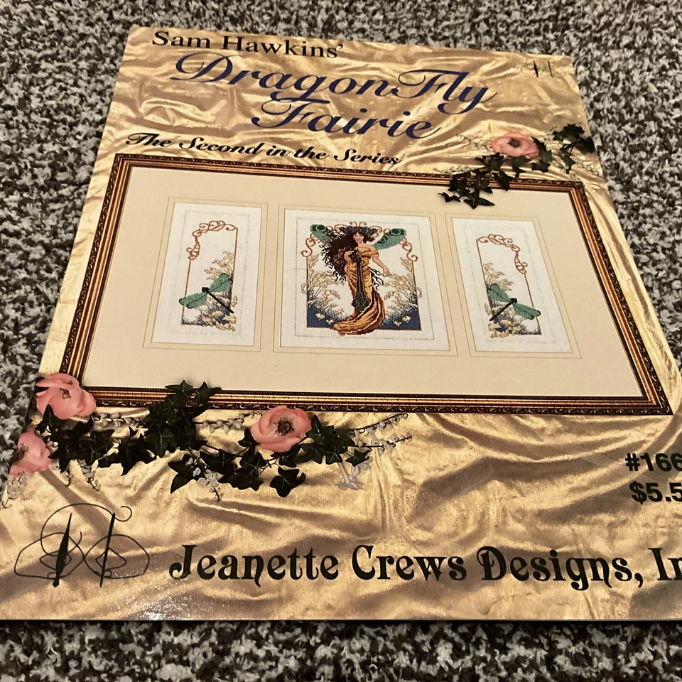 Jeanette Crews Designs Cross Stitch DragonFly Fairie Pattern Leaflet Sam Hawkins - Image 1 of 2