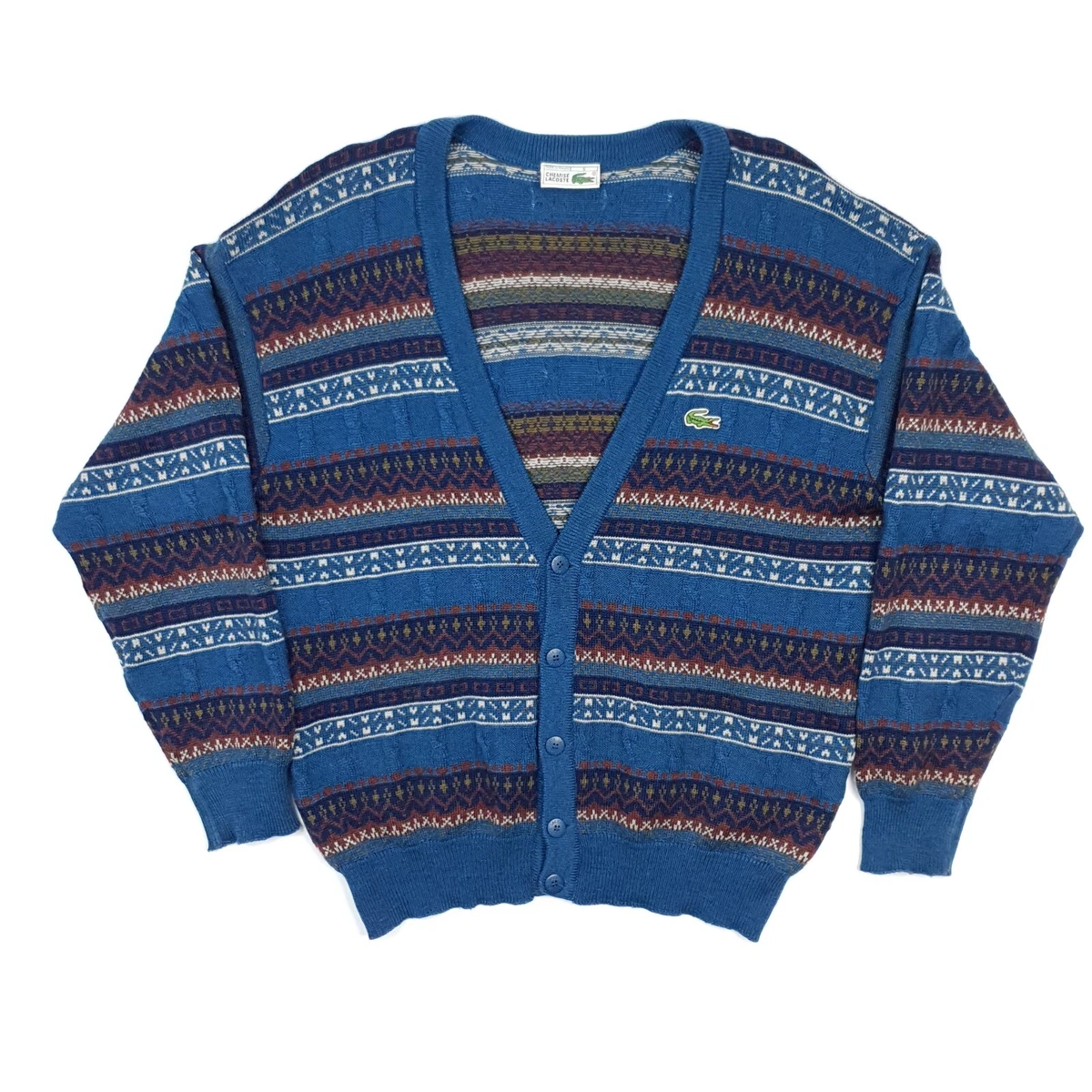 80s-90s usa製 LACOSTE blue knit cardigan CHEMISE LACOSTE 90s Knit