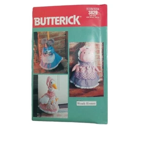 Vintage 3829 Butterick Sewing Pattern Pig Goose Doorstop Mouse Broom Cover - Picture 1 of 3