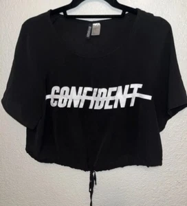 H&M Divided Crop Top Tie String Front US Sz 10 Black - Picture 1 of 5