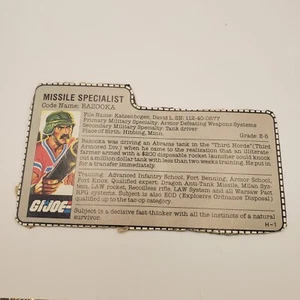 G.I. Joe Bazooka File Card Vintage ARAH GI Missle Specialist - Picture 1 of 2