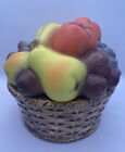 Vintage Ceramic Fruit Basket Covered Jar/Canister Basketweave