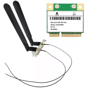 AX210 WiFi 6E Half PCIe Wireless Card 8dBi Antenna Mini PC Low Profile Bracket - Picture 1 of 9