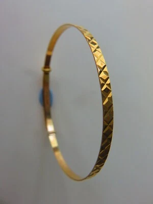Gold Ladies Bangle Expanding Solid 9 Carat Diamond Cut Yellow 3mm - Image 1 of 4