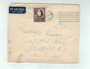 1953 Commercial Cover, 2/ Aboriginal Art,   Air Mail  to R.I. USA - Picture 1 of 2