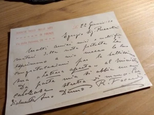 RUGGERO FOCARDI 1910 lettera autografa Prezzolini SOCIETA' BELLE ARTI IN FIRENZE - Foto 1 di 3