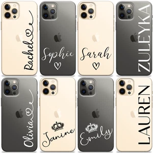 Personalised Clear Case For iPhone 13 15 14 12 Pro Max With Name Silicone Cover - Picture 1 of 17